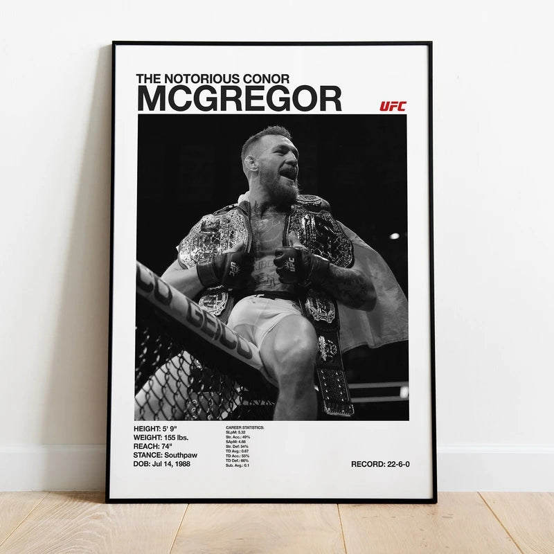 Black & White Combat Sports Canvas Poster – Unframed Print