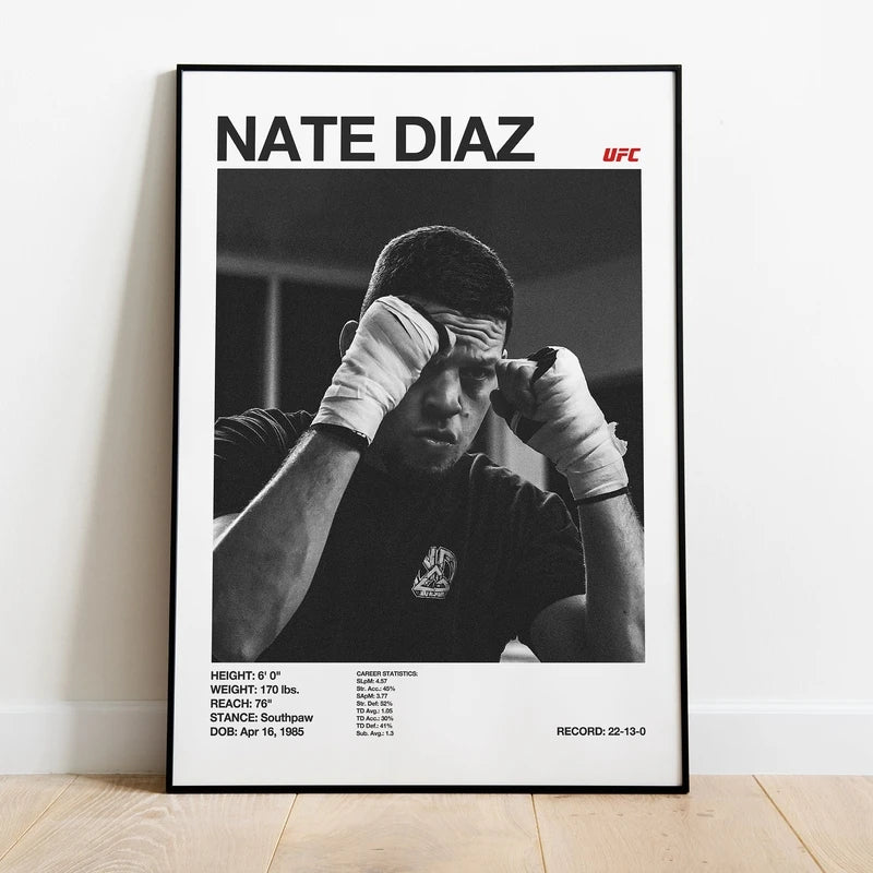 Black & White Combat Sports Canvas Poster – Unframed Print