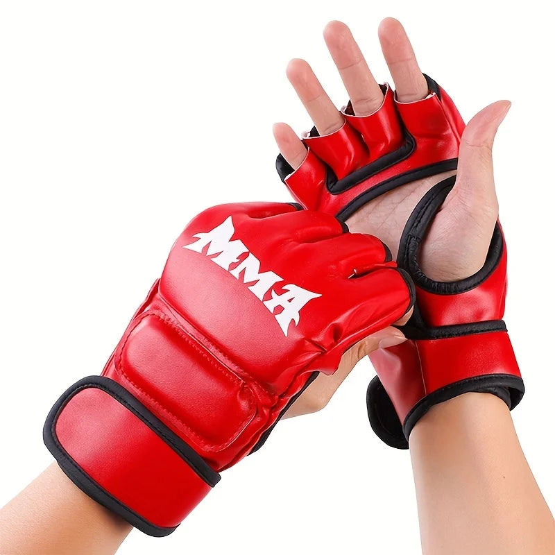PU Leather MMA Gloves – Open Palm Training Gear for Men & Women