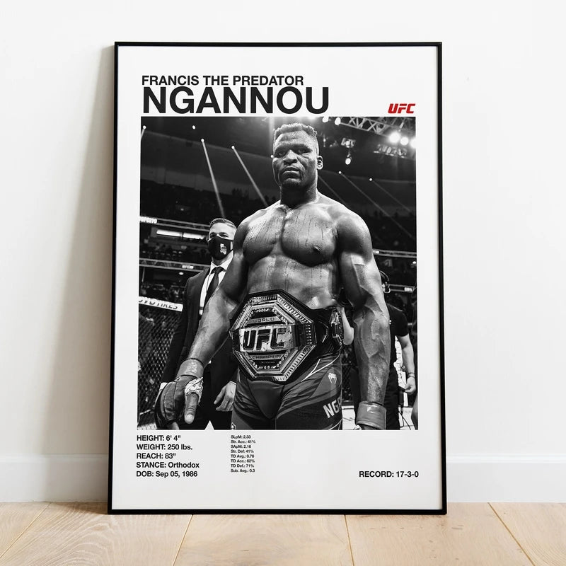 Black & White Combat Sports Canvas Poster – Unframed Print