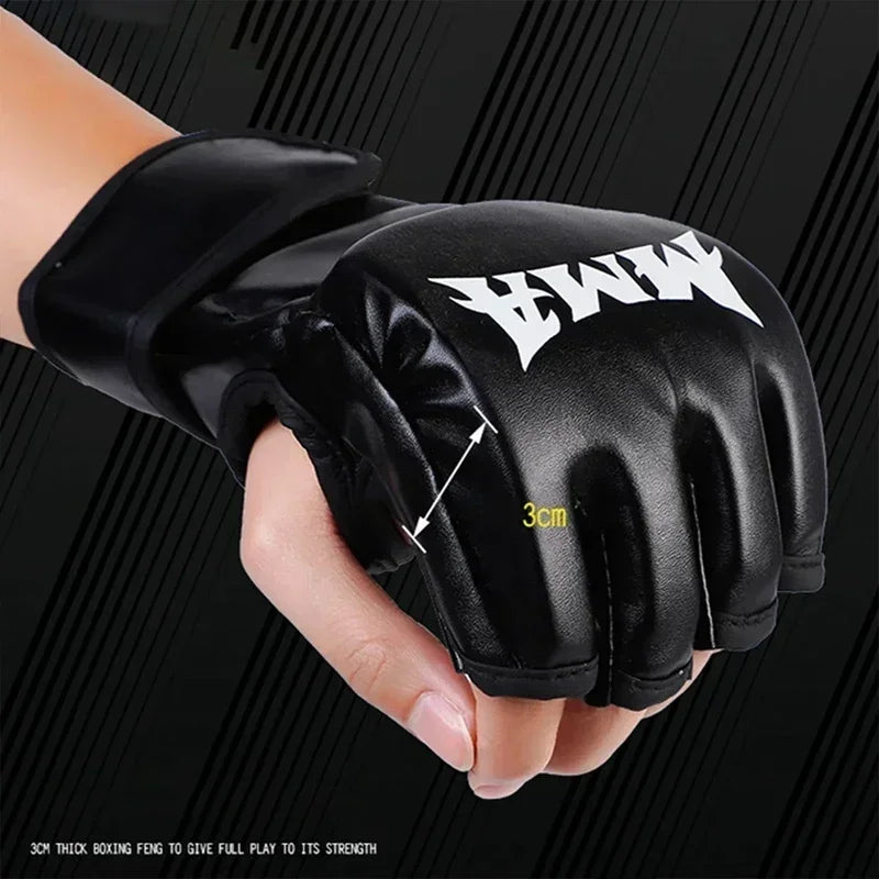 PU Leather MMA Gloves – Open Palm Training Gear for Men & Women