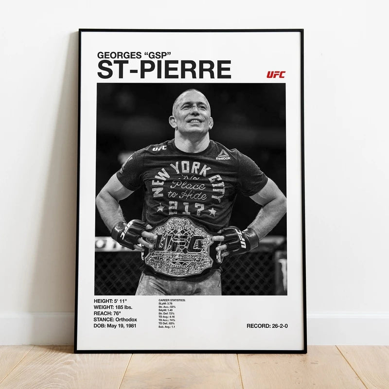 Black & White Combat Sports Canvas Poster – Unframed Print