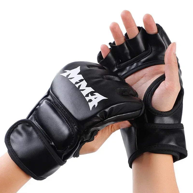 PU Leather MMA Gloves – Open Palm Training Gear for Men & Women