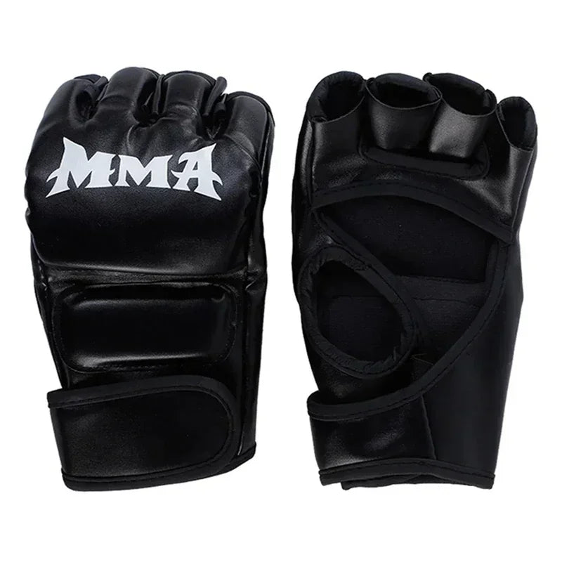PU Leather MMA Gloves – Open Palm Training Gear for Men & Women