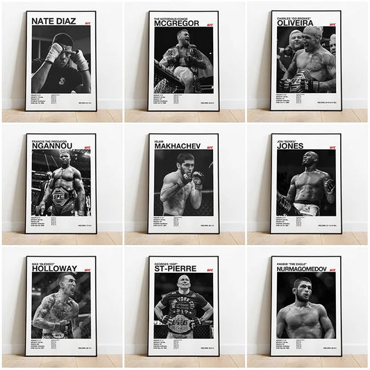 Black & White Combat Sports Canvas Poster – Unframed Print