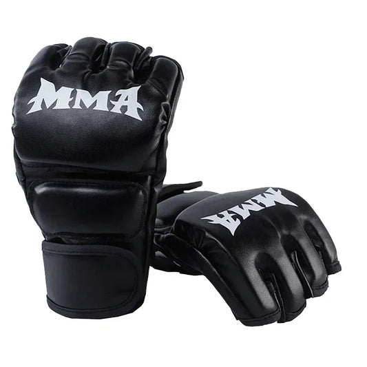 PU Leather MMA Gloves – Open Palm Training Gear for Men & Women